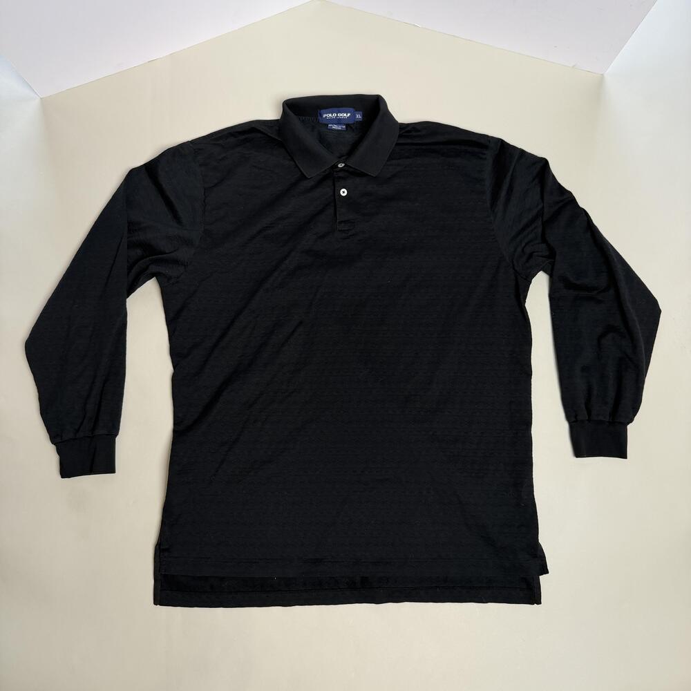 Polo Golf Ralph Lauren Polo Shirt Mens XL Black Pima Pattern Long Sleeve Golf